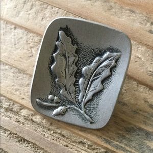 Modernist Pewter Raised Leaves Brooch/Pin
